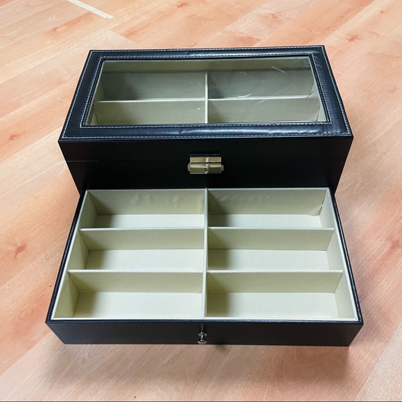 Home | Black 2 Level 12 Sunglasses or Glasses Display Case Storage with Lock - Picture 7 of 10